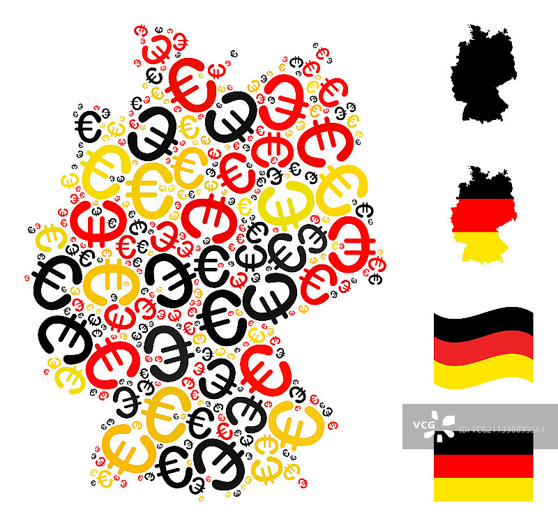 德国国旗欧元元素地图马赛克图片素材
