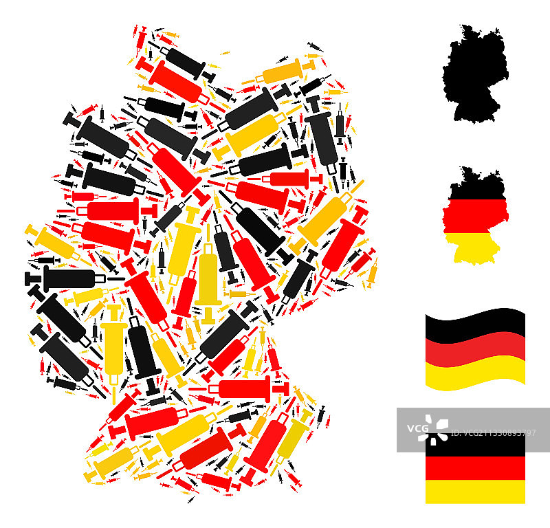 德国地图拼贴血注射器图标图片素材
