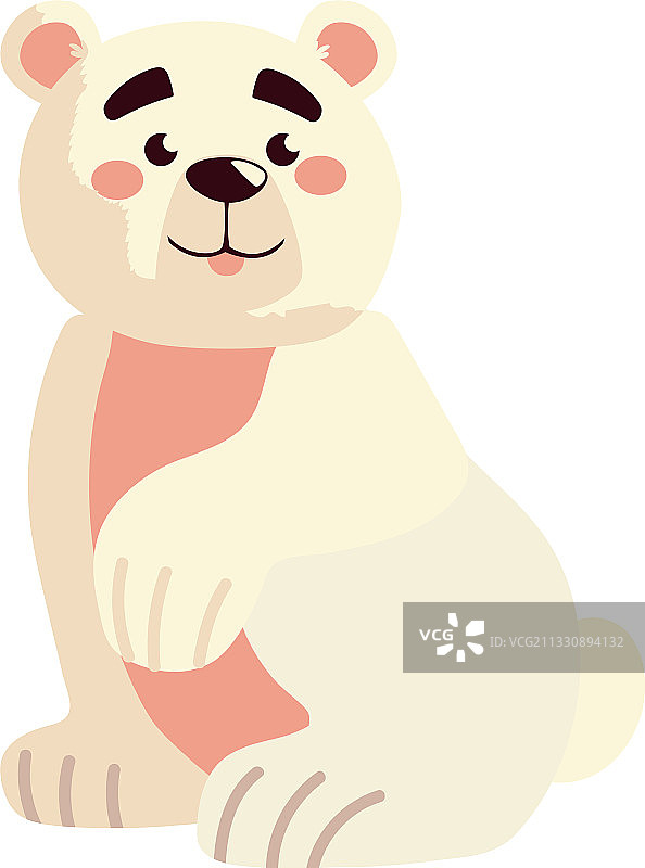 北极熊坐姿卡通动物图标图片素材