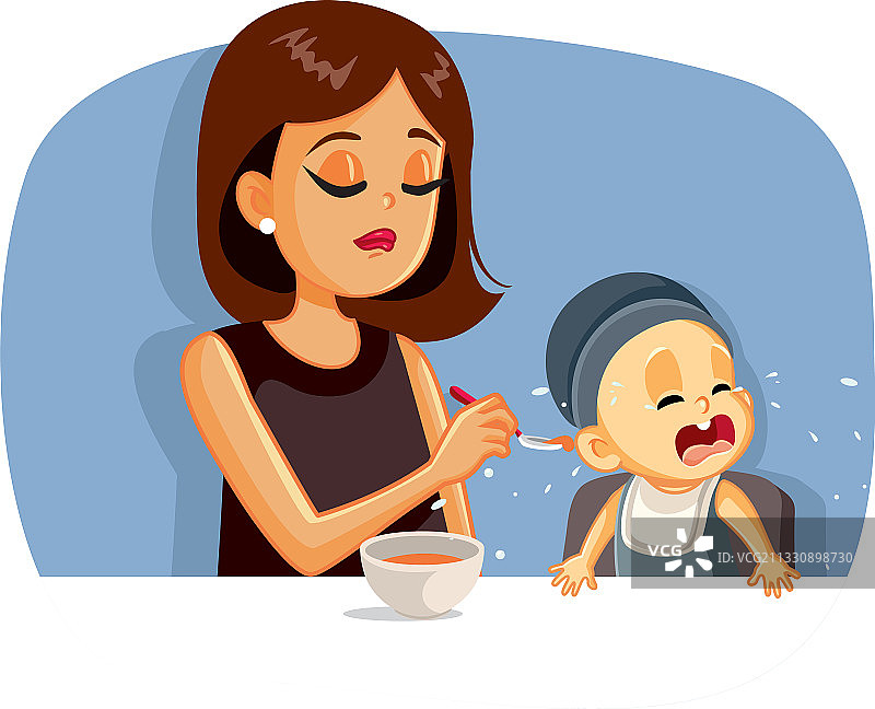 哭泣的赤脚拒绝进食图片素材