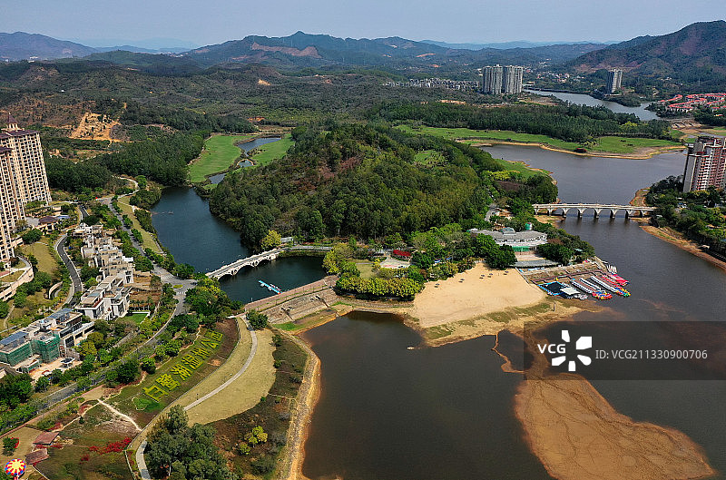 广东省惠州市惠城区汝湖雅居乐白鹭湖航拍图片素材
