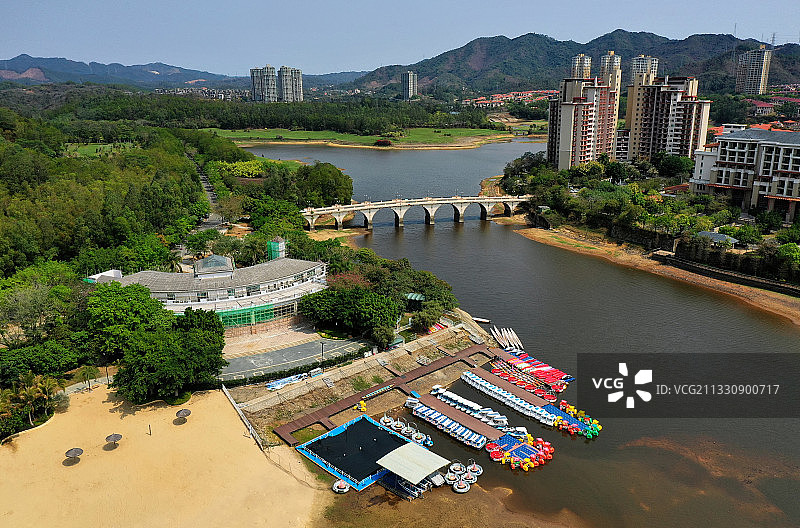 广东省惠州市惠城区汝湖雅居乐白鹭湖航拍图片素材