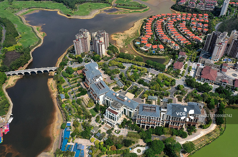 广东省惠州市惠城区汝湖雅居乐白鹭湖航拍图片素材