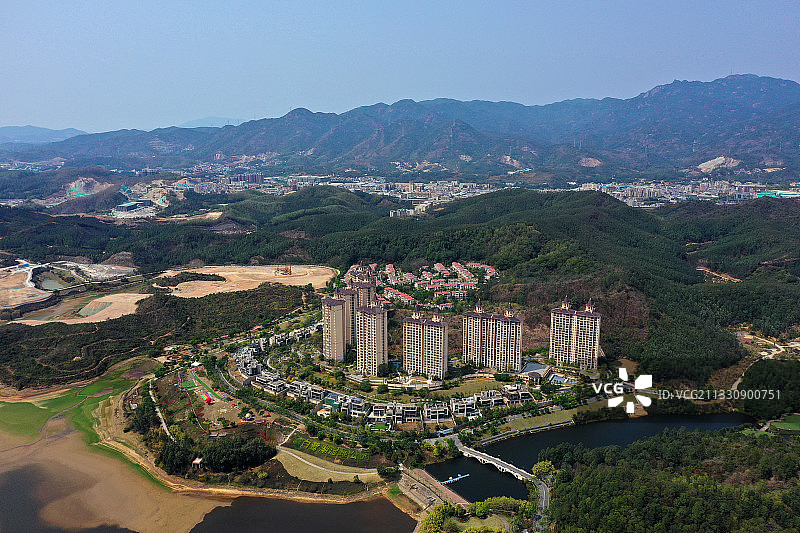 广东省惠州市惠城区汝湖雅居乐白鹭湖航拍图片素材