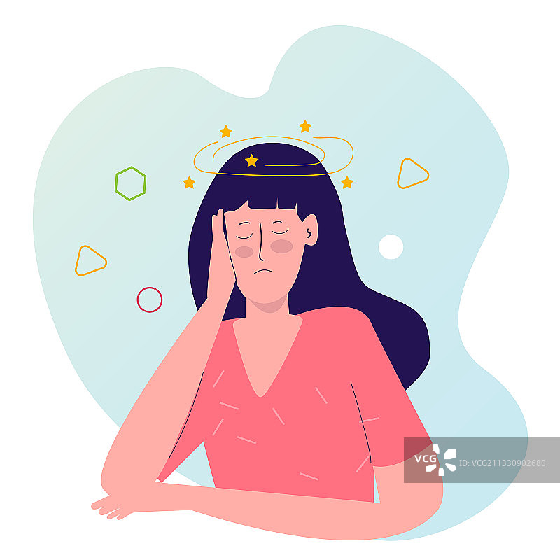 卡通扁平风格的眩晕女性图片素材