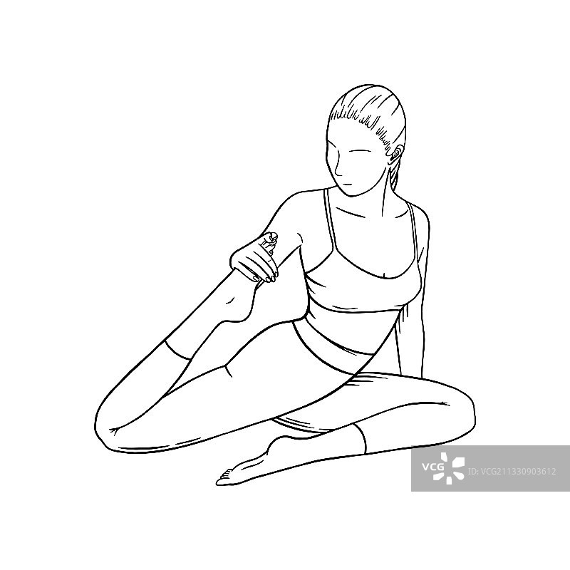 瑜伽伸展运动：瑜伽女孩的提升图片素材