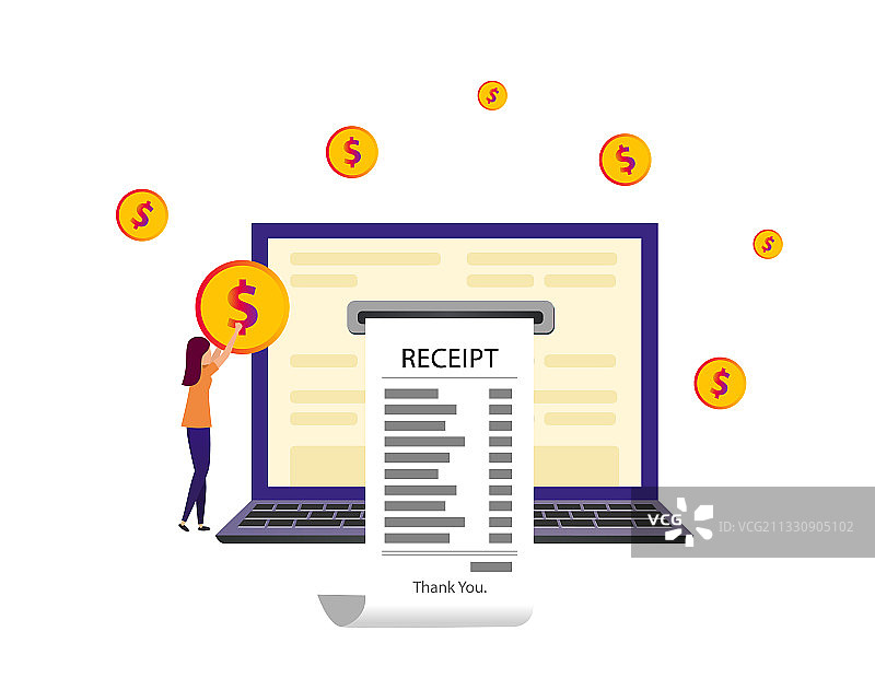 女孩支付购买款并在线收款图片素材