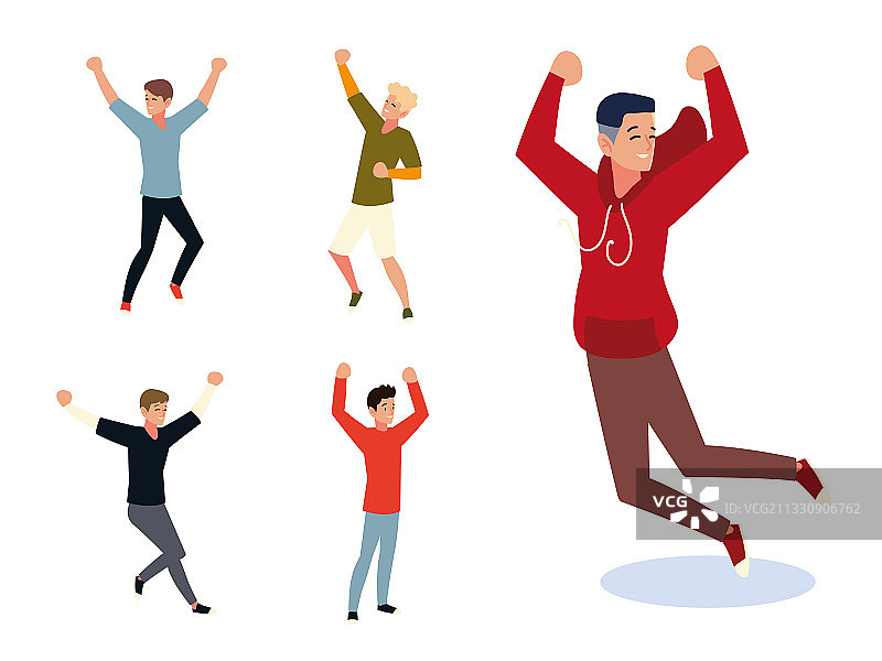 一群男人跳舞庆祝图片素材