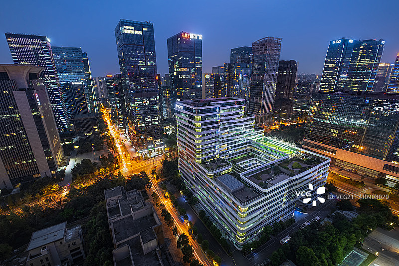 成都腾讯大厦夜景图片素材