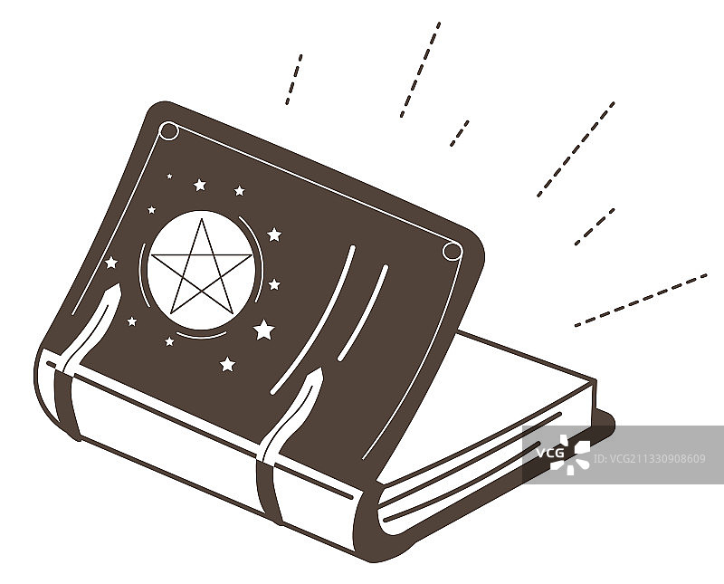 带五角星咒语和巫术的魔法书图片素材