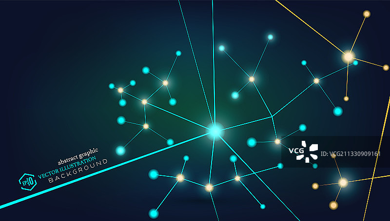 发光微生物细胞网络基因链结构图，抽象矢量高科技医学生物学背景图片素材