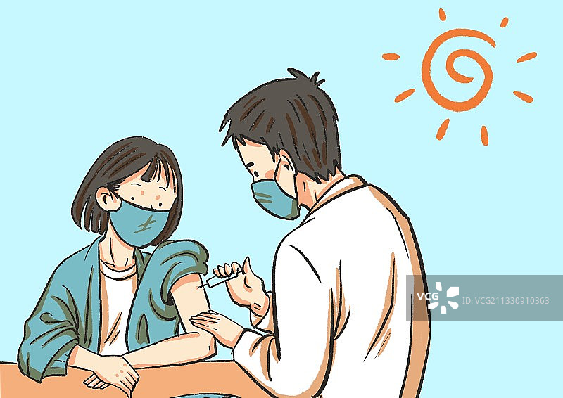 打疫苗口罩版图片素材