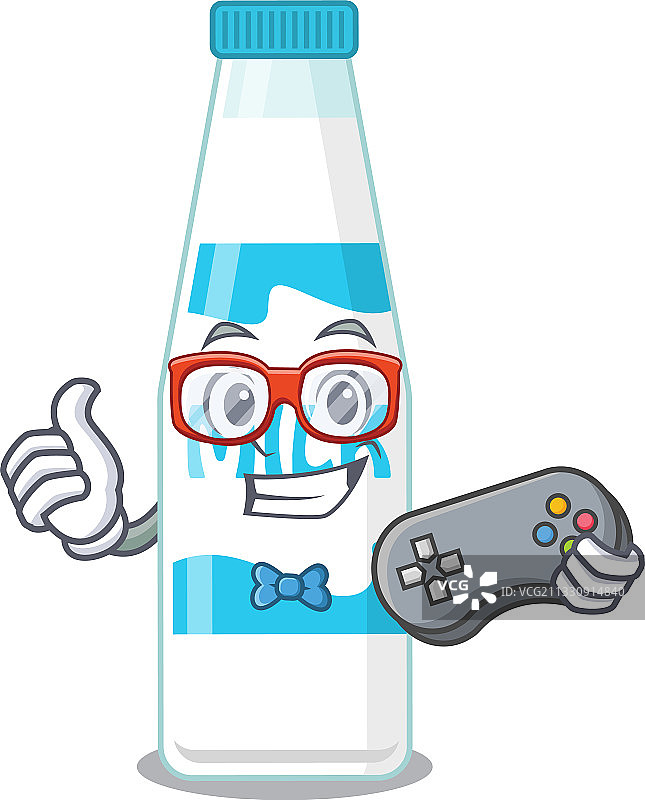 吉祥物瓶装牛奶游戏玩家图片素材