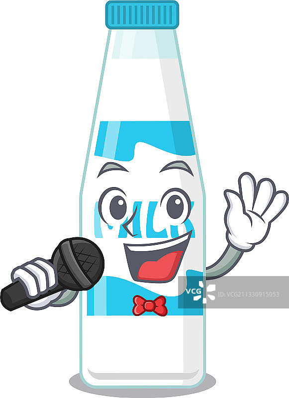 卡通奶瓶拿着麦克风唱歌图片素材