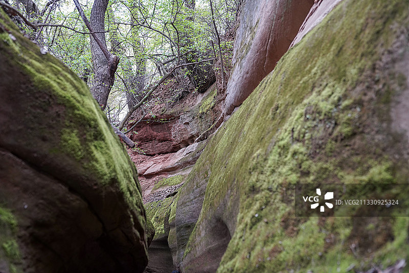 陕西省 延安市 甘泉县雨岔村 雨岔大峡谷图片素材