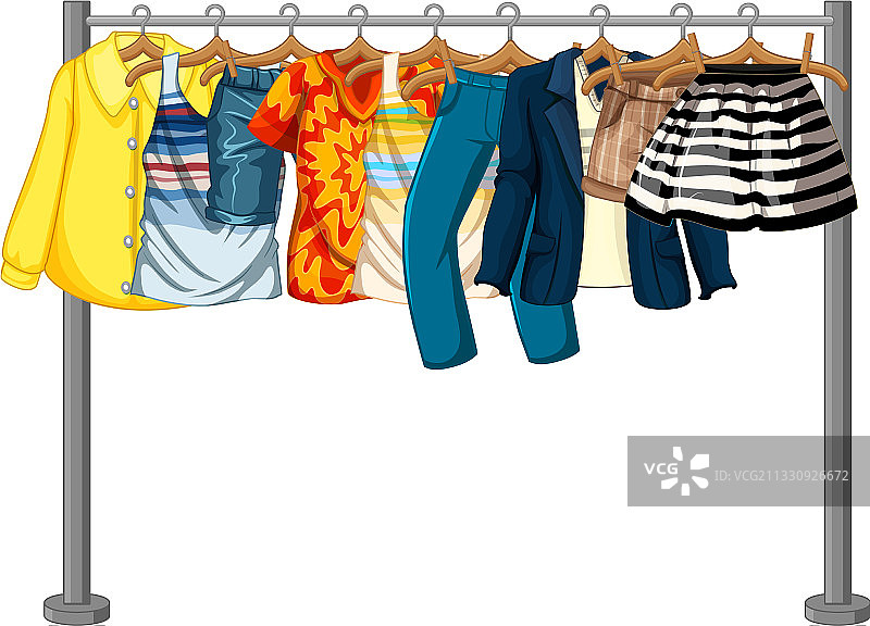 白色背景上挂在衣架上的衣服图片素材