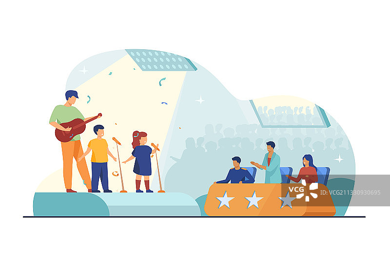 才艺表演上可爱的孩子在唱歌图片素材