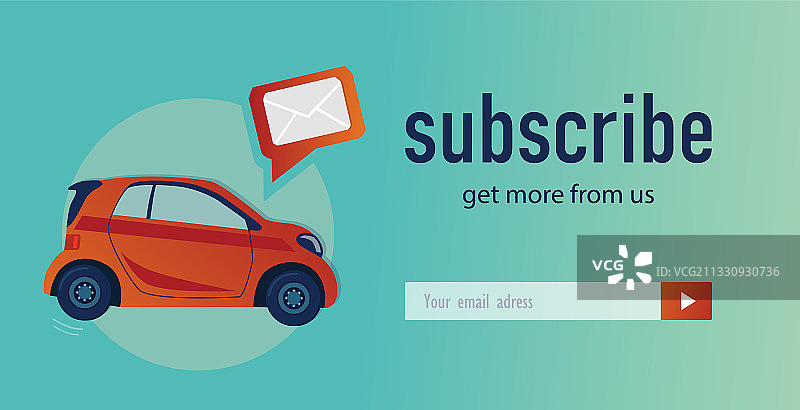 带掀背车的电子邮件订阅设计图片素材