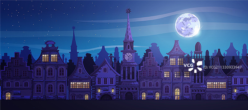 传统欧洲老城区市政厅教堂图片素材