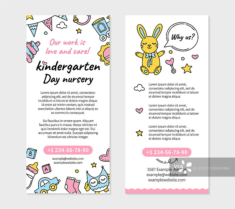 幼儿园和托儿所涂鸦风格宣传单图片素材