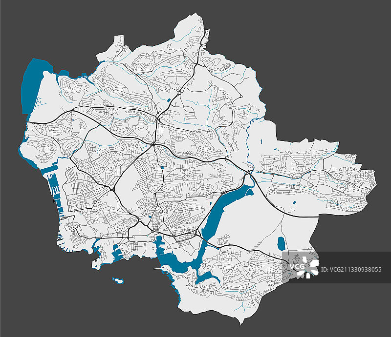 普利茅斯城市详细地图免版税素材图片素材