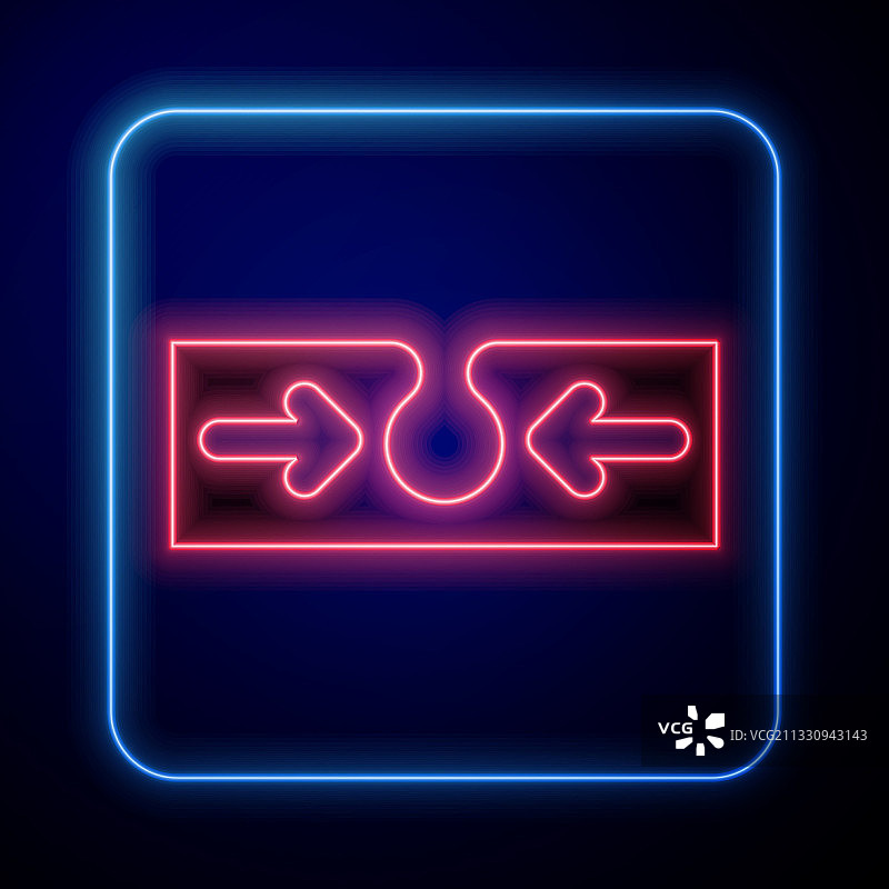 蓝色背景上的发光霓虹粉刺图标图片素材