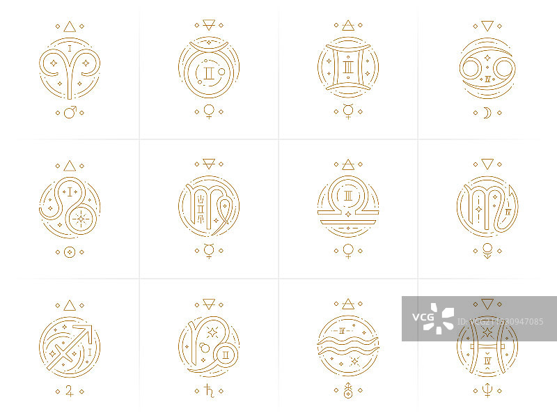 星座占星线性设计图片素材
