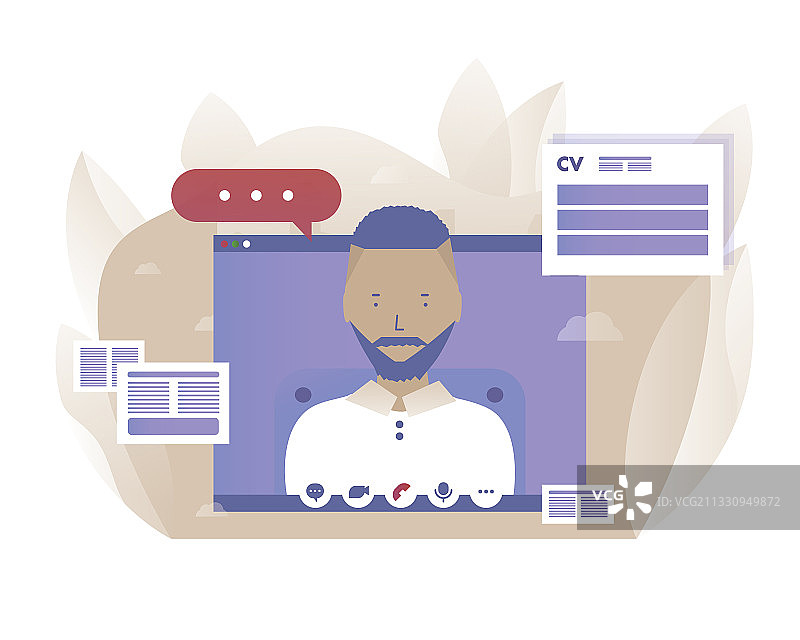 男人在他的电脑上进行在线交谈图片素材