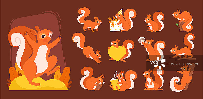 卡通野生木制动物松鼠图片素材
