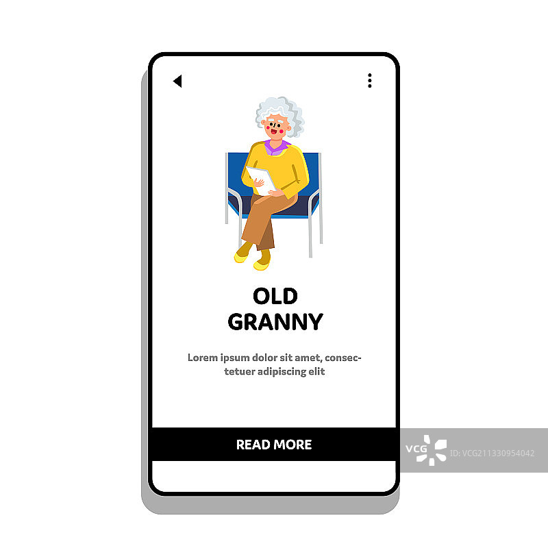 拿着文件坐在椅子上的老奶奶图片素材