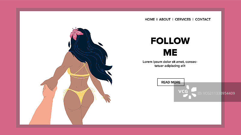 女孩牵着男人手走路图片素材