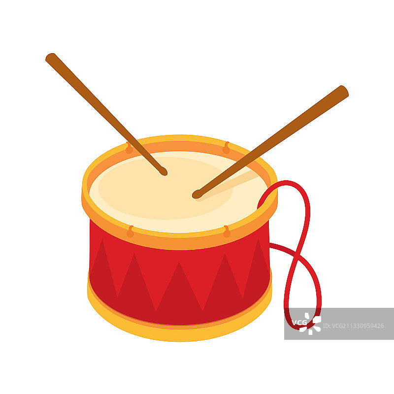 红色鼓和木制鼓槌图片素材