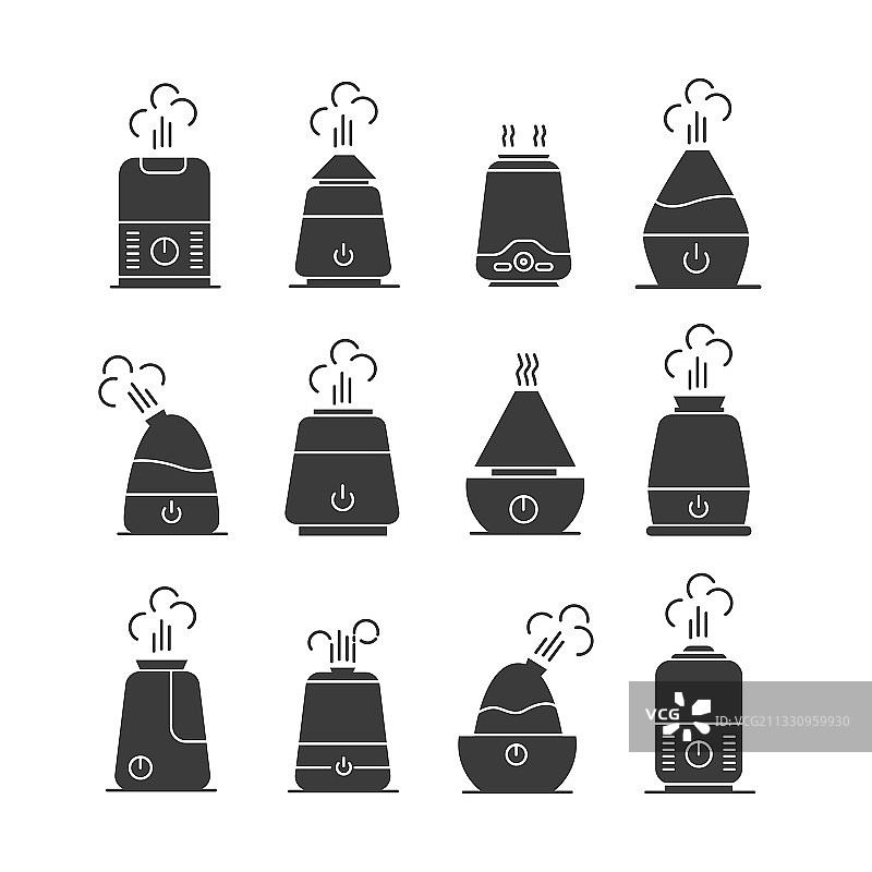 加湿器图标剪影集图片素材