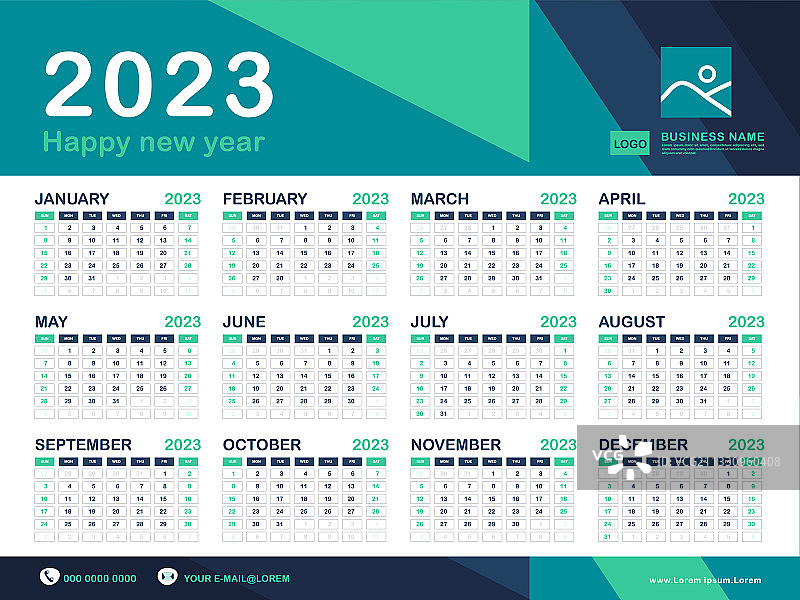 2023年日历模板桌面日历设计图片素材