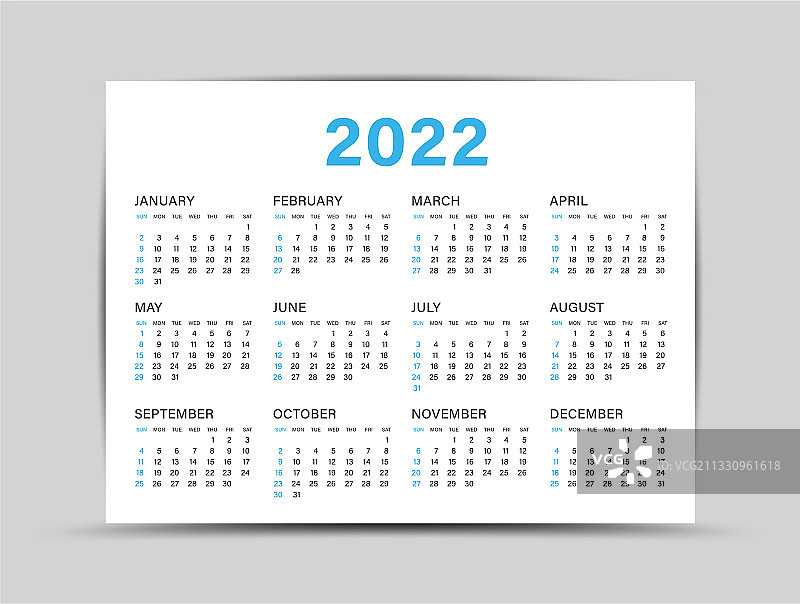 2022年全年日历模板图片素材