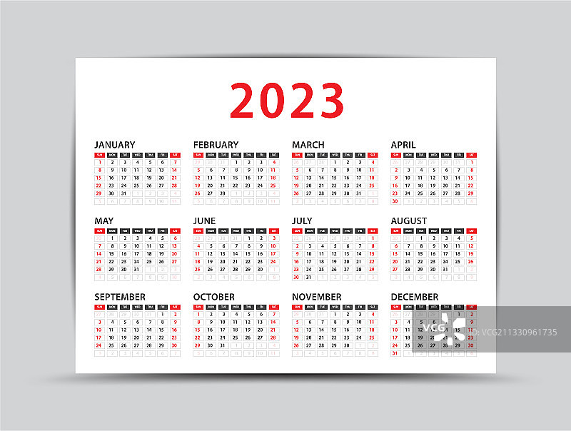 2023年日历-12个月图片素材