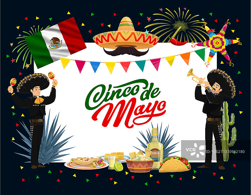 墨西哥五月五日节假日食品和墨西哥流浪乐队图片素材