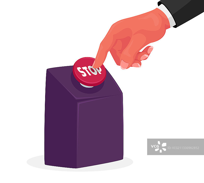 人手按下红色停止按钮图片素材