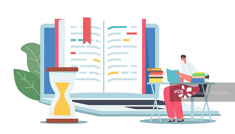 热情阅读的迷你女性图片素材