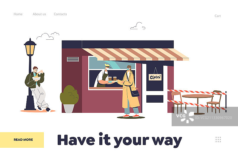 人们在户外咖啡馆用餐和点餐图片素材