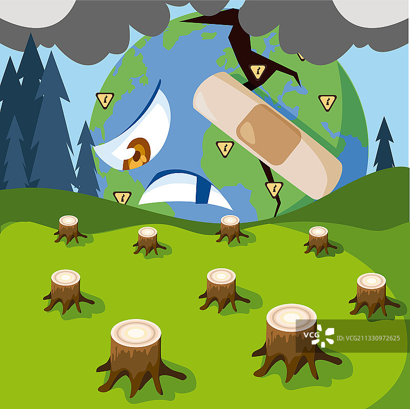 森林树木砍伐与森林破坏图片素材