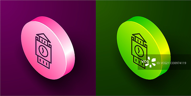 2.5D线条大本钟塔图标图片素材