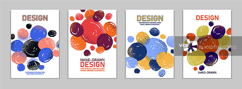 手绘艺术圆形抽象封面图片素材