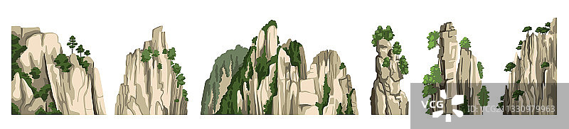 中国山脉逼真岩石丘陵图片素材