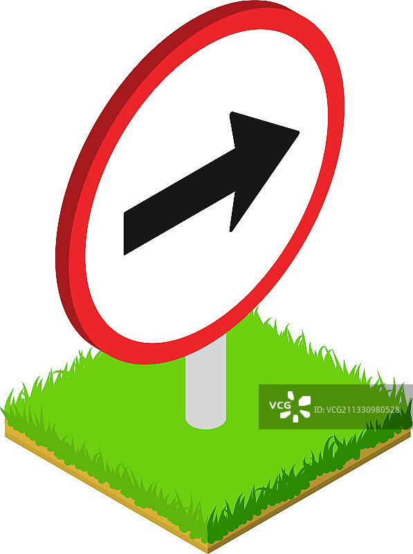 右转弯图标等距风格图片素材