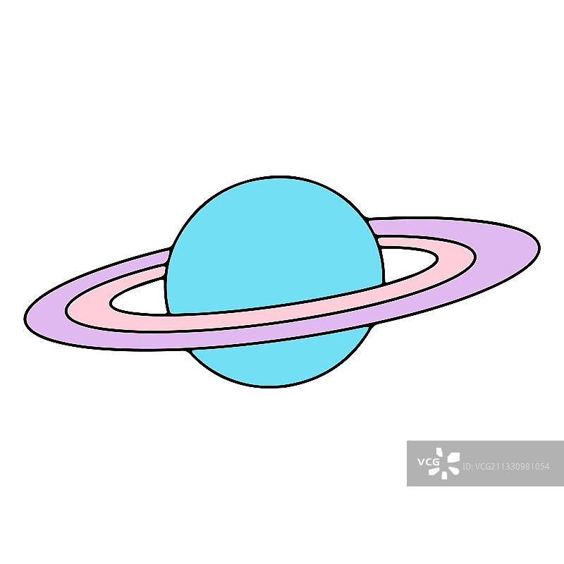 带环行星土星涂鸦隔离图片素材