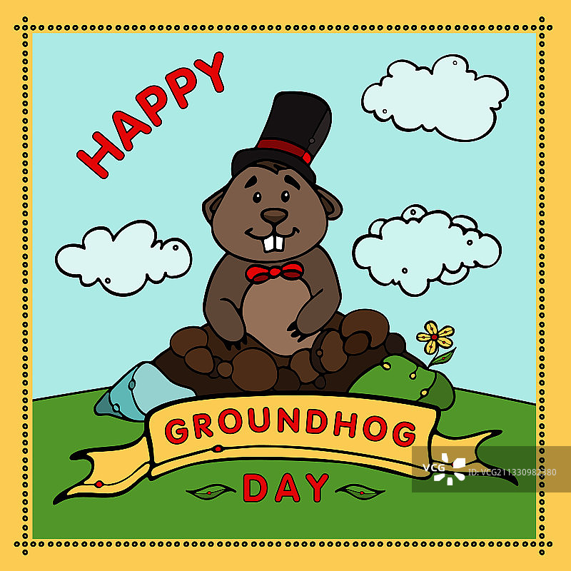土拨鼠日快乐贺卡图片素材