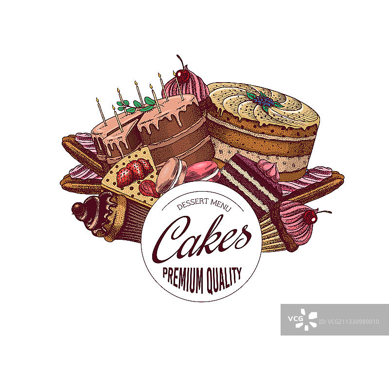 蛋糕和奶油馅饼贴纸水果甜点图片素材