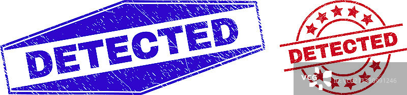 圆形和六边形中的未清洁徽章检测图片素材