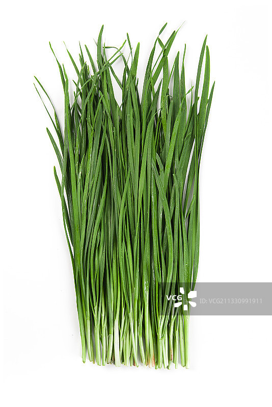 新鲜韭菜，白色背景图片素材